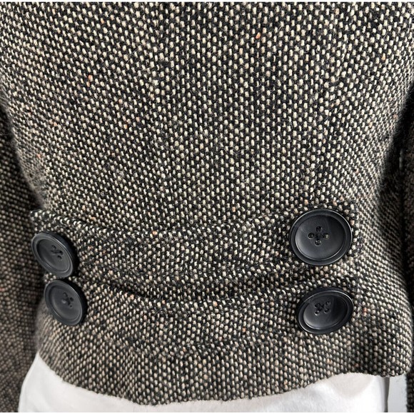 CAbi Jacket Tweed Moto  Cropped coat Button Blazer Size 8 Style 638 Black/Brown - Picture 10 of 15